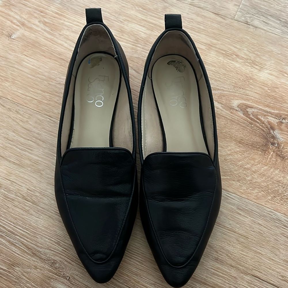 Franco Sarto black leather flats